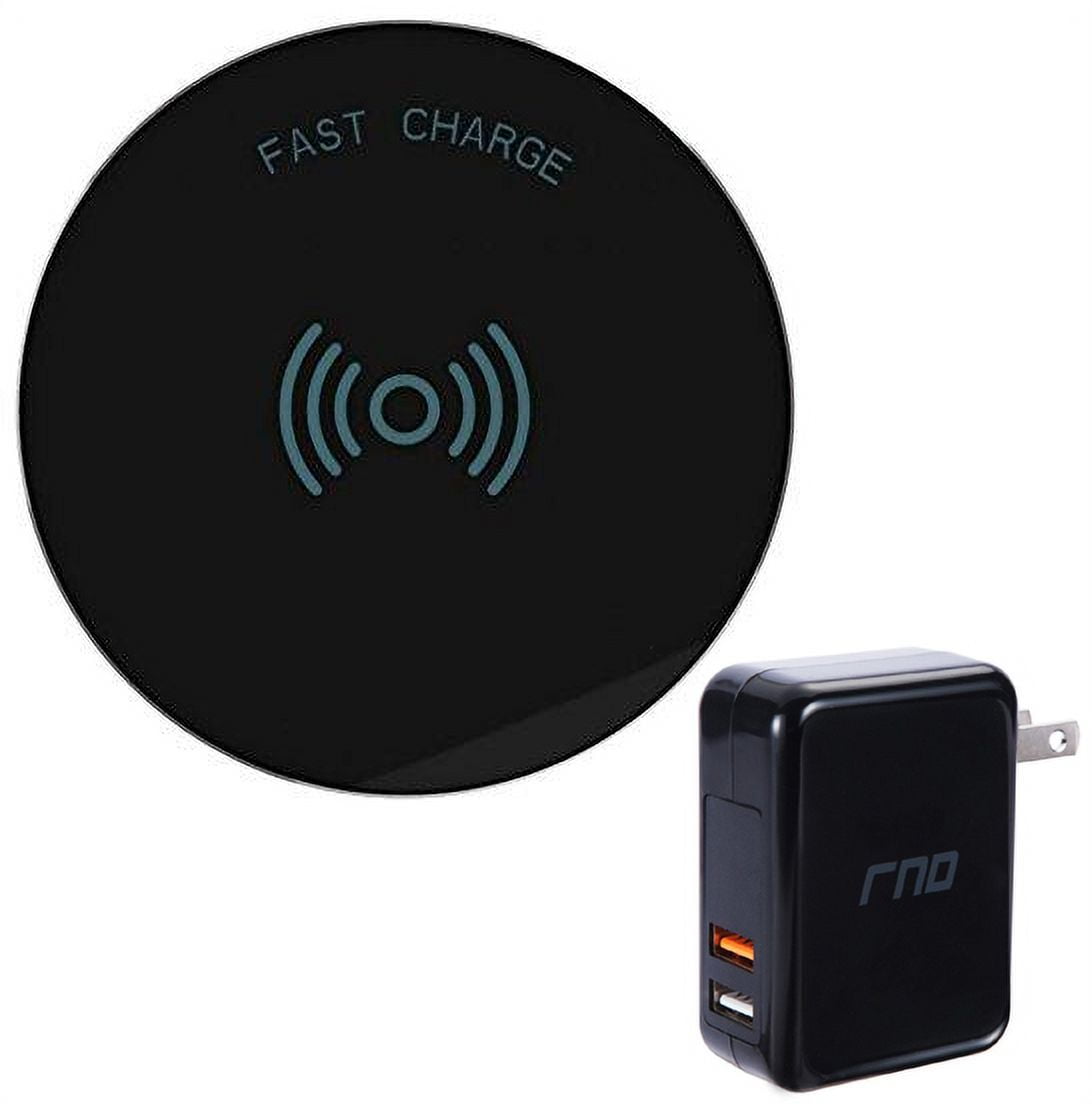 RNDs Fast Charge Wireless Charging Pad for Apple iPhone (8, 8 Plus, X, 10), Samsung Galaxy (S8, S8 Plus, S7, S6), Note 8, LG (G6, V30) and other QI Enabled Devices (Dual Charger Included) (black)