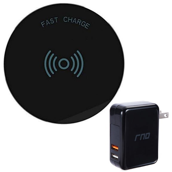 RNDs Fast Charge Wireless Charging Pad for Apple iPhone (8, 8 Plus, X, 10), Samsung Galaxy (S8, S8 Plus, S7, S6), Note 8, LG (G6, V30) and other QI Enabled Devices (Dual Charger Included)