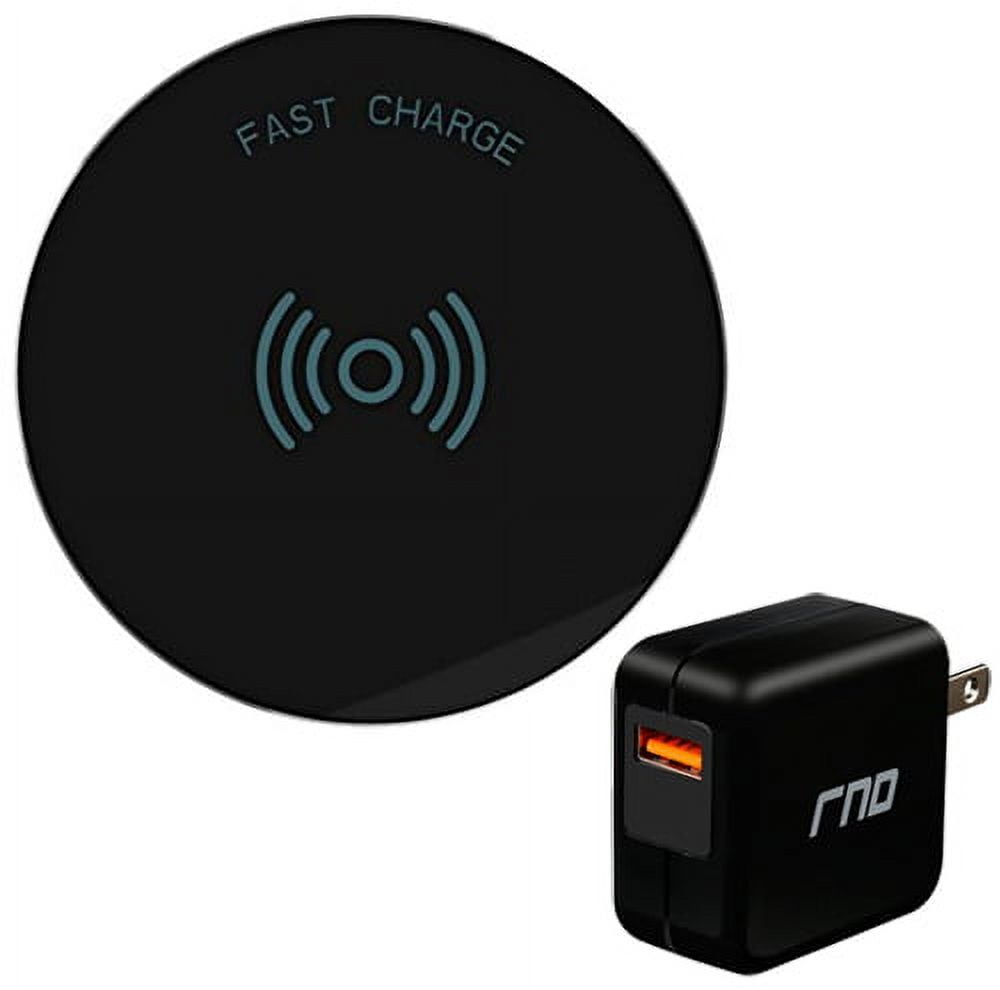 RNDs Fast Charge Wireless Charging Pad for Apple iPhone (8, 8 Plus, X, 10), Samsung Galaxy (S8, S8 Plus, S7, S6), Note 8, LG (G6, V30) and other QI Enabled Devices (QC Charger Included) (black)