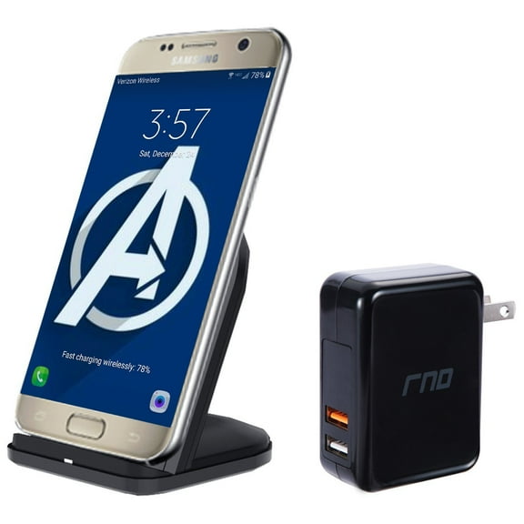 RNDs Fast Charge Wireless Charging Stand for Samsung Galaxy (S9, S9 Plus, S8, S8 Plus, S7, S6), Note (5, 8), other QI Enabled Devices (Dual Charger included)