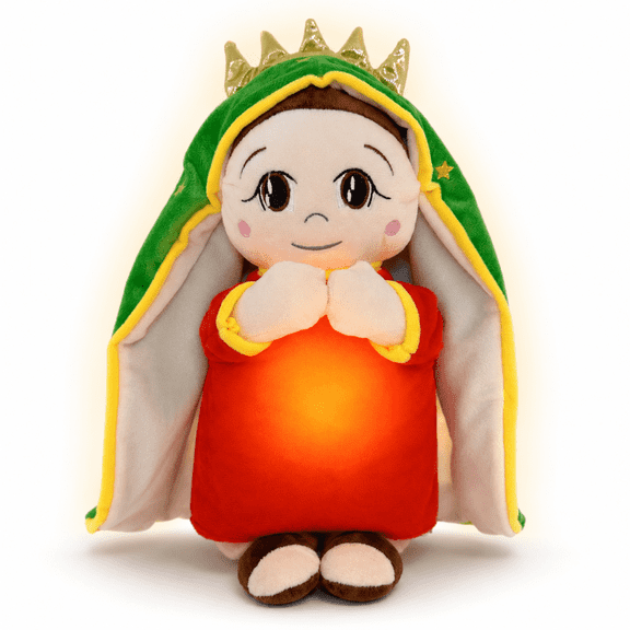 RNHNLOH Light-Up Virgin Mary Plush Doll, 15 in Religious Stuffed Figure for Prayer Decor & Gifts
