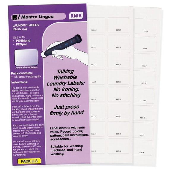 RNIB PenFriend Audio Laundry Labels- Pack 3- 48-pk