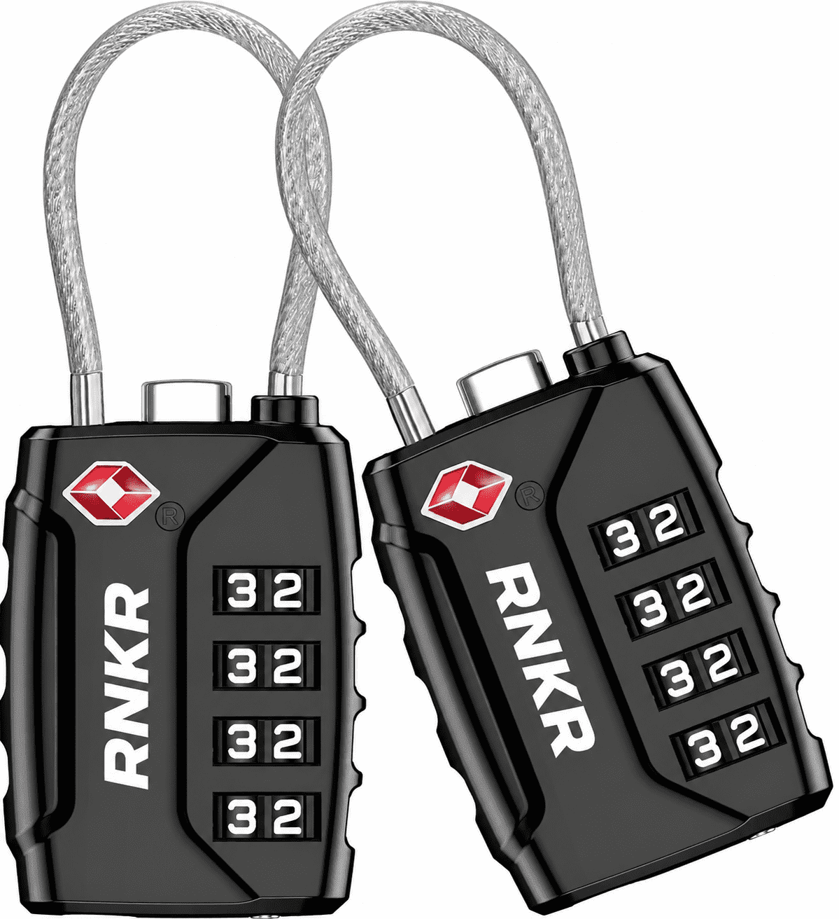 backpack locks travel RNKR 2 Pack TSA Approved Luggage Lock – 4 Digit Combination with Flexible  Steel Cable for Suitcase, Backpack, Gym Locker, Travel Security (Black)