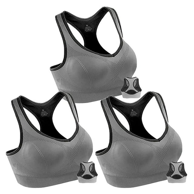 RNKR 3 Pack Women Racerback Sports Bras High Impact Workout Yoga Gym