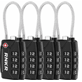 thumbnail image 1 of RNKR 4 Pack TSA Approved Luggage Lock – 4 Digit Combination with Flexible Steel Cable for Suitcase, Backpack, Gym Locker, Travel Security (Black), 1 of 8