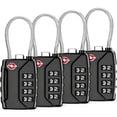 thumbnail image 1 of Rirool 4 Pack TSA Approved Luggage Locks, 4 Digit Combination Travel Cable Locks with Resettable Code, Zinc Alloy Padlocks for Suitcase, Backpack, Gym Locker & Toolbox, Black, 1 of 8