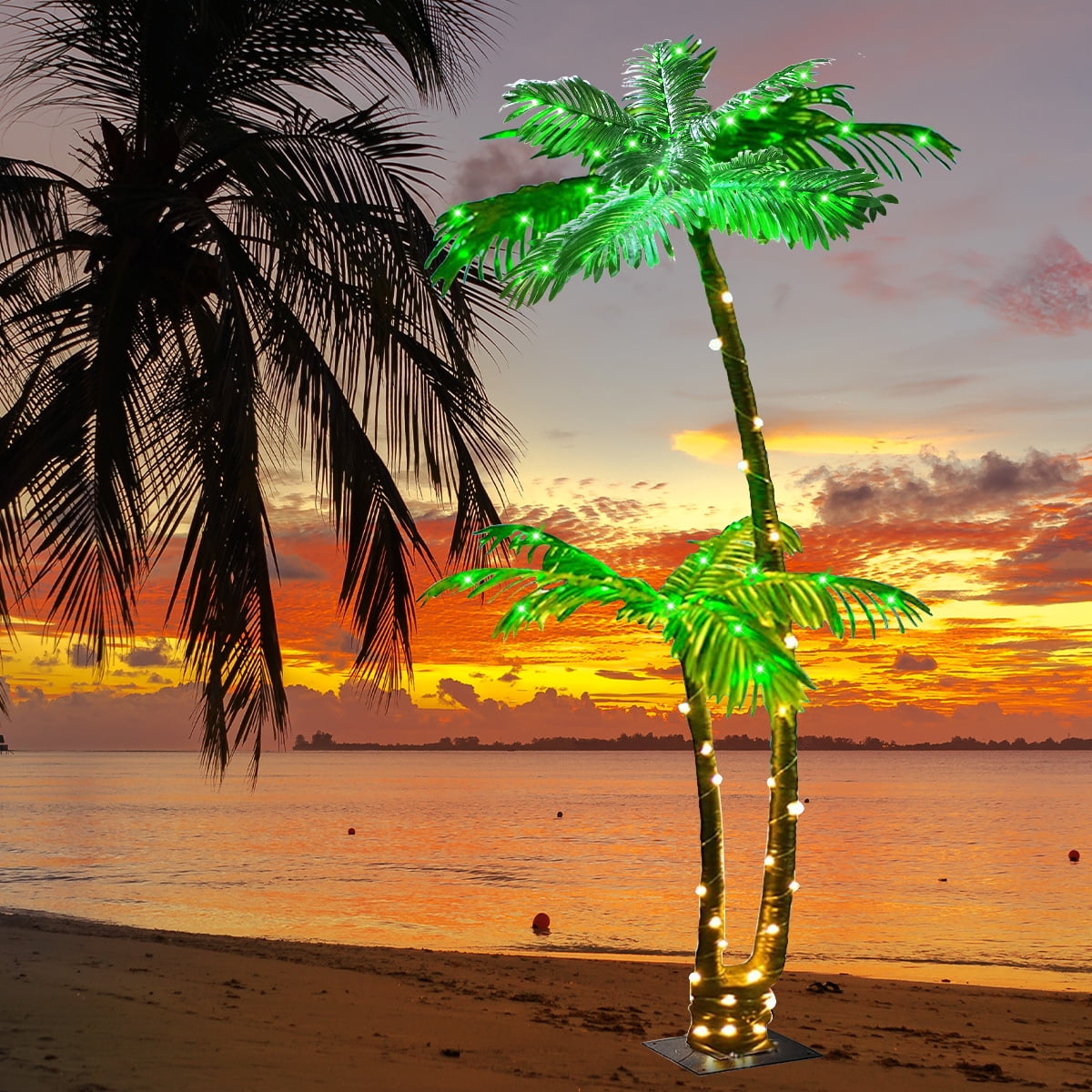 RNKR 6.9 Ft 202 LED Colorful Lighted Palm Trees with Remote Control