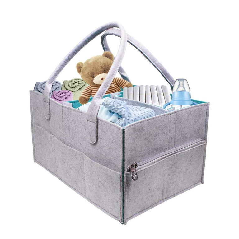 Lemonfilter Baby Diaper Caddy Organizer, Nursery Storage Bin Changing Table  Organizer Basket with Muslin Burp Cloth (Star)