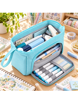 RNKR Pencil Case, Large Capacity Pencil Pouch Handheld Pen Bag for Teens and Adults, School Supplies, Blue
