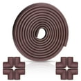 thumbnail image 1 of GLUAAE Table Corner Edge Protectors, Furniture Edge Corner Bumper Guard, Fireplace Baby Proofing, 3M Pre-Taped Corners, 16.5 ft (15 ft Edge + 4 Corners), Brown, 1 of 9