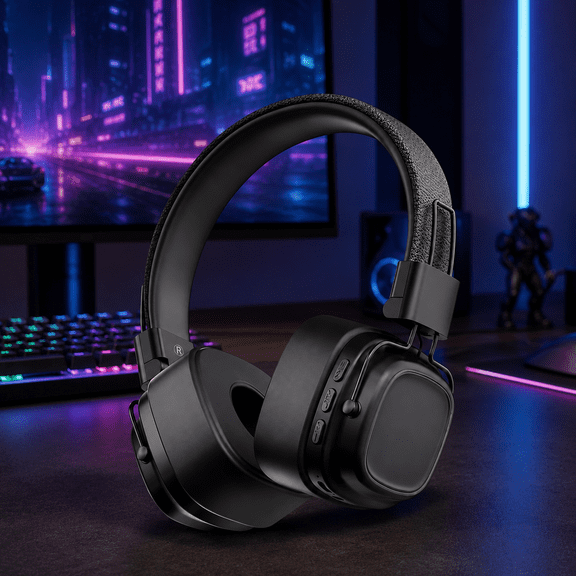 RNKR Wireless Bluetooth Over-Ear Headphones, Foldable Stereo Headset, Soft Cushioned Ear Pads, Hi-Fi Sound, Long Battery Life, for Music, Gaming, Travel, Work