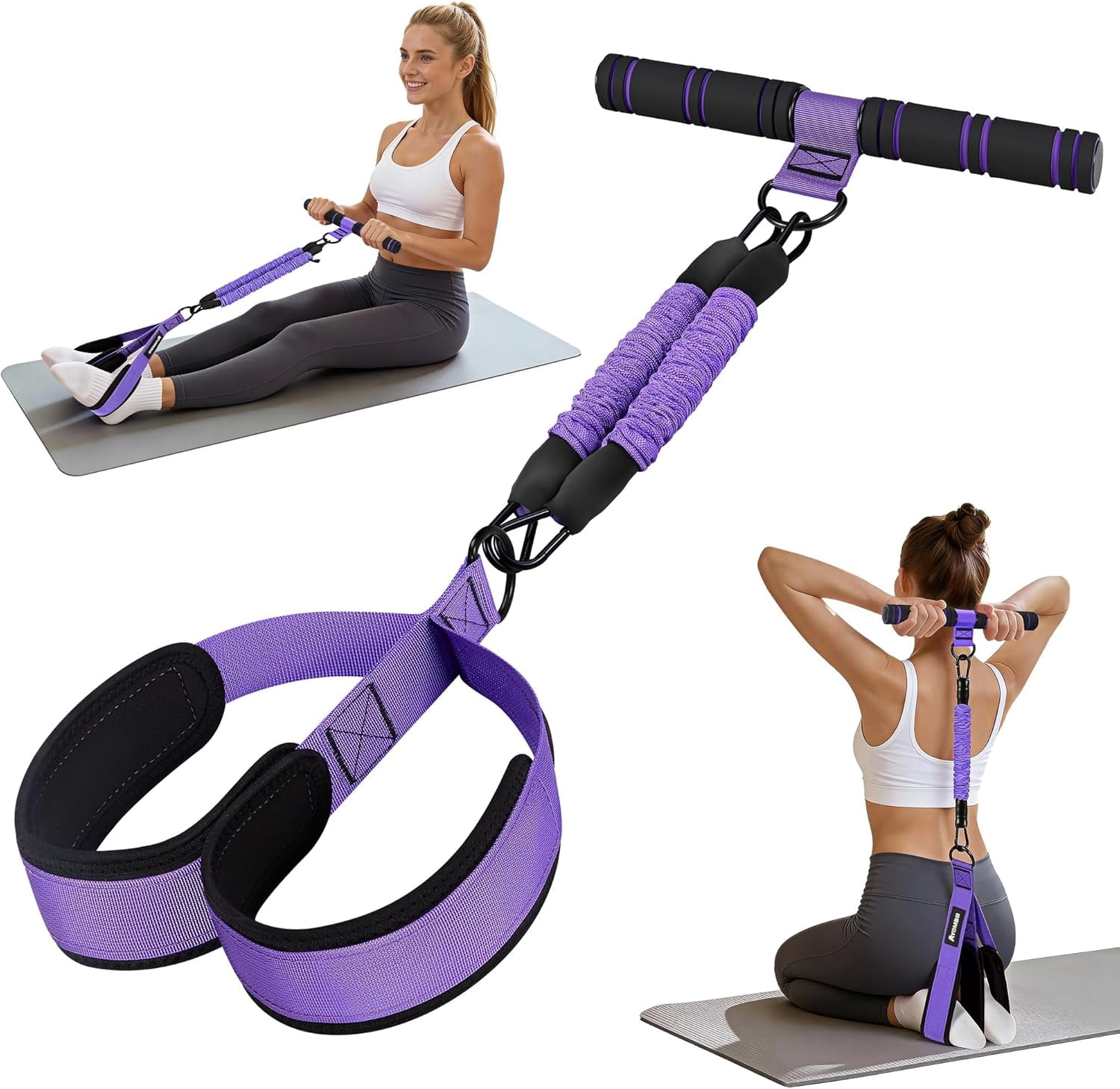 RNPFOR Upgrade Pedal Resistance Band with Handle, Adjustable Tube Foot Pedal Device Puller Exercise Bands, for Abs Arm Leg Waist Workout