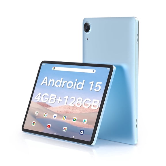 RNRUO 10.1" Android 15 Tablet, 12GB(4+8)RAM, 128GB ROM, 128GB Expand, Quad-Core Processor up to 2.0GHz, WiFi 6 BT5.4, 6000mAh with Fast Charge, Dual Camera, IPS Display, Light Blue