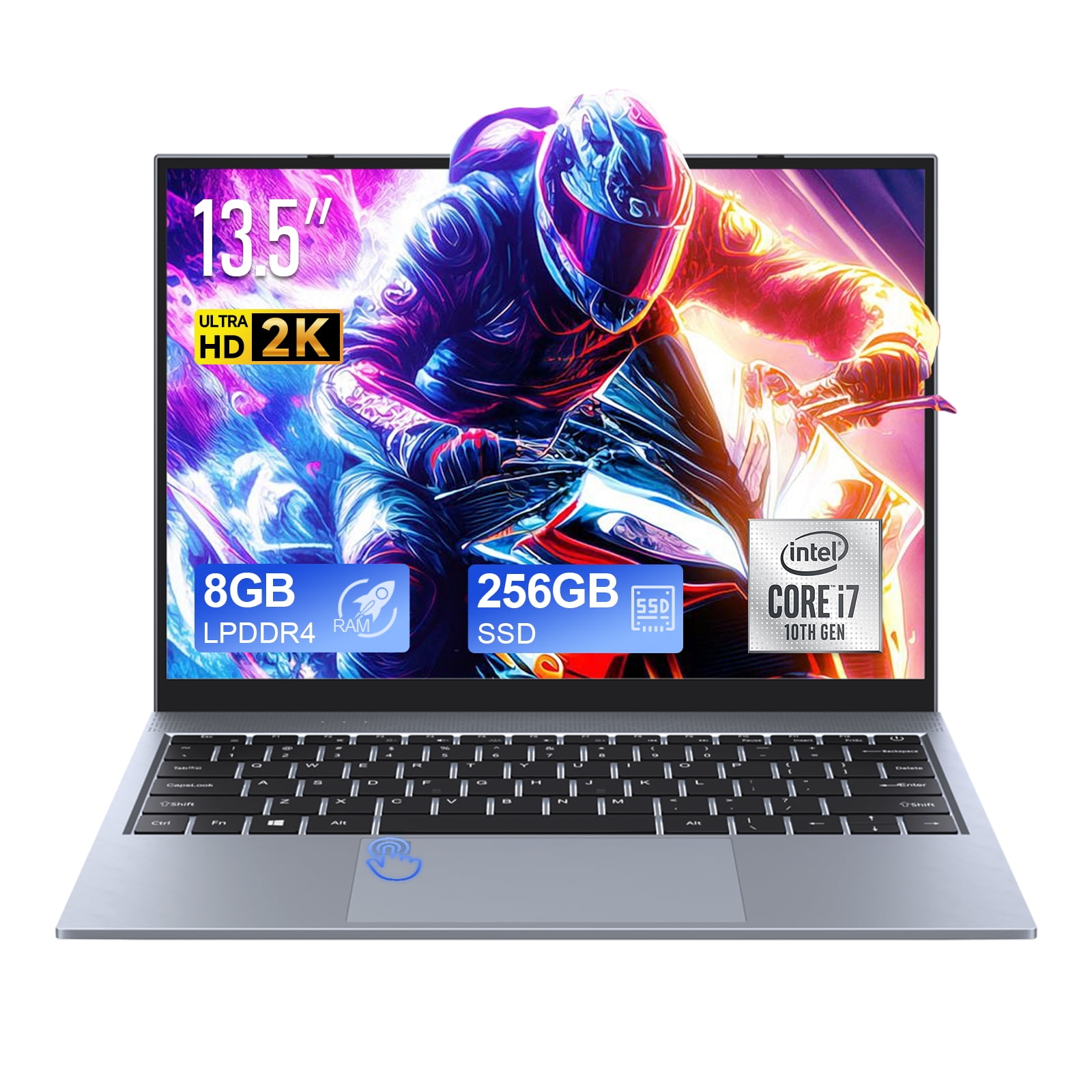RNRUO 13.5" Windows 11 Pro Business Laptop, 8GB RAM 256GB SSD, Intel Core i7 1065G7, Up to 3.9GHz, 2.5K UHD 16:10 Display Fingerprint Backlit Keyboard Wifi5 BT 5.0 for Student, Business, Gaming