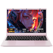 RNRUO 14" Pink Laptop Computer, 8GB RAM 256GB SSD, Intel Pentium Gold 6500Y With 2 Cores, up to 3.4GHz, FHD Display, Office 2024, WiFi5 BT5.0, PC Laptop for Business, Student, Office