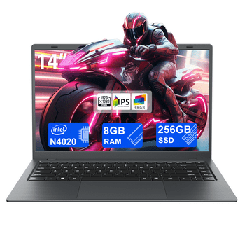 RNRUO 14 inch Laptops New Intel Celeron N4020 Up to 2.6Ghz 8GB RAM 256GB ROM Netbook Laptop Computer for Beginner, Student, Business