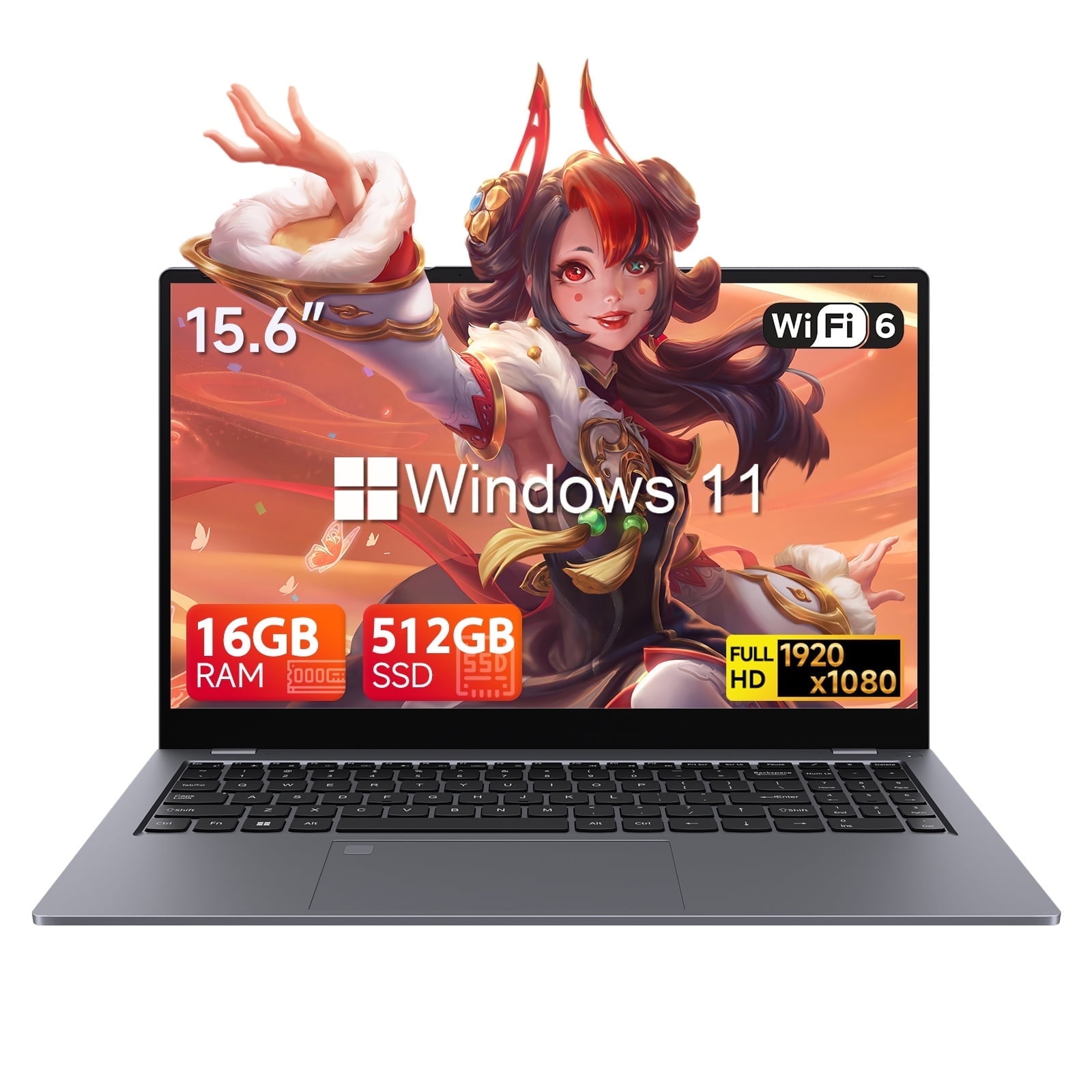 RNRUO 15.6" Windows 11 Laptop, 16GB DDR4 512GB SSD, Intel Core i5 1240P with 12 Core Up 4.4GHz, Fingerprint Backlit KB WiFi 6, BT5.2, Windows 11 Laptop for Business, Student, Light Gaming