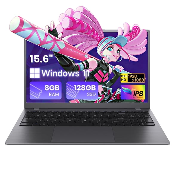 RNRUO 15.6" Laptop Computer, 8GB RAM 128GB SSD, Intel 6500Y with 2 Cores, FHD Display, Windows 11 Home, WiFi5 BT5.0, Type-C PD, Numeric Keypad Laptop for Business, Student, Office