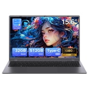 RNRUO 15.6" Windows 11 Laptop, 32GB RAM 512GB SSD, Intel Pentium Gold 6500Y up to 3.4GHz With Office 2024 1920*1080 IPS FHD Display for Student, Home Office, Business, Dard Gray