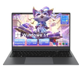 RNRUO 15.6" Laptop Computer, 8GB RAM 256GB SSD, Intel Pentium Gold 6500Y with 2 Cores up to 3.4GHz, FHD Display, Office 2024, WiFi5 BT5.0, Windows 11 Laptop for Business, Student, Office, Dark Gray