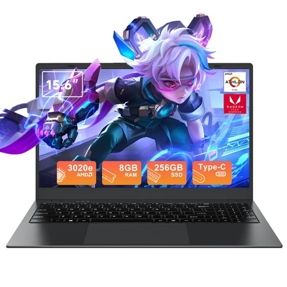 RNRUO 15.6" Windows 11 Laptop, Dual 8GB RAM, 256GB SSD, AMD 3020e with 2 Cores up to 2.6GHz, With Office 2024, 1920x1080 Display WiFi5 BT5.0 for Student, Home Office, Business