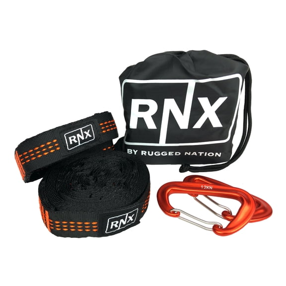 RNX Orange 2000lb combined 20ft Heavy Duty Hammock Strap Kit Camping Tree Straps