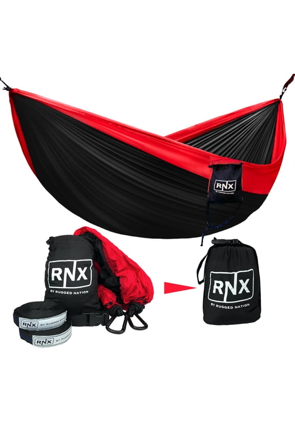 Red Portable Double Hammock Lightweight Parachute Nylon for Outdoor Camping