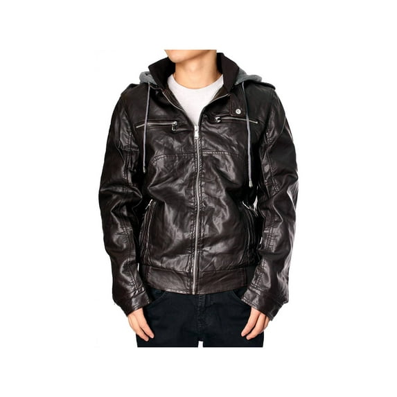 RNZ Premium Designer Men Faux Leather Motorcycle Biker Retro Bomber Jacket - M7-Brown-M