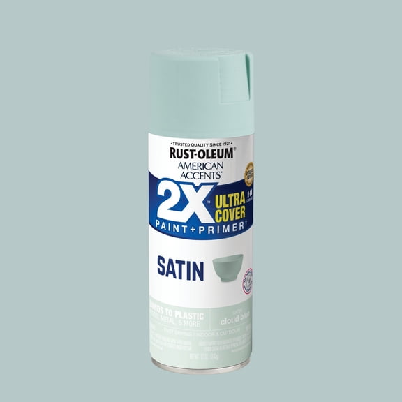 Cloud Blue, Rust-Oleum American Accents 2X Ultra Cover Satin Spray Paint-398627, 12 oz