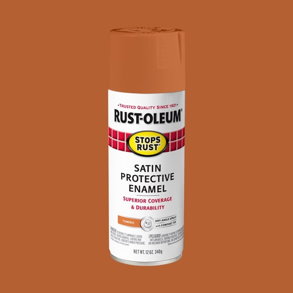 Tumeric, Rust-Oleum Stops Rust Protective Enamel Satin Spray Paint-369193, 12 oz