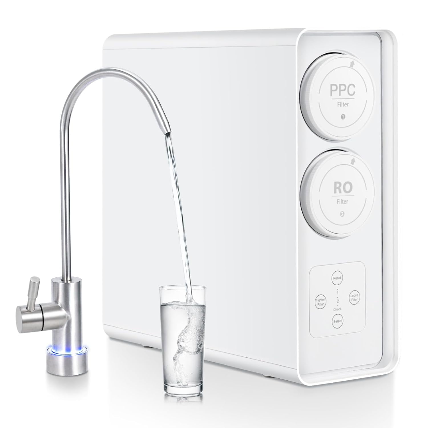 RO System 600 GPD, Under-Sink Tankless Reverse Osmosis Water Filter, 2:1 High Pure to Drain Water-Saving, NSF/FC/SGS Certified, Smart Faucet Reminder, Reduces TDS/PFOA/PFOS