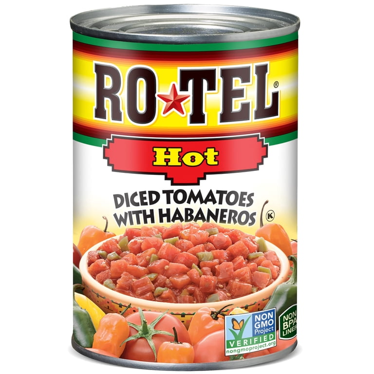 RO-TEL Hot Diced Tomatoes with Habaneros, 10 oz (Pack of 8