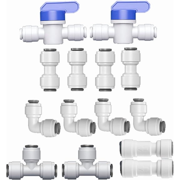 RO Water System Quick Connect Fittings 3/8 inch Push to Connect Kit 14 Piece
