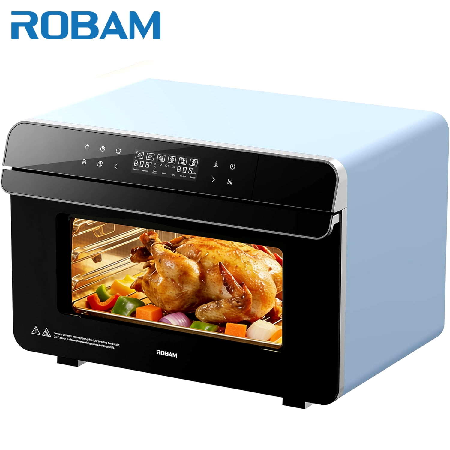 ROBAM R-BOX Combi Steam Oven, 23QT Countertop Steam Oven & Air Fryer Combo, 3 Steam Modes, Professional Steam-Bake, Air Fry, Dehydrate & Ferment, Rapid Heating & Self-Cleaning, Blue