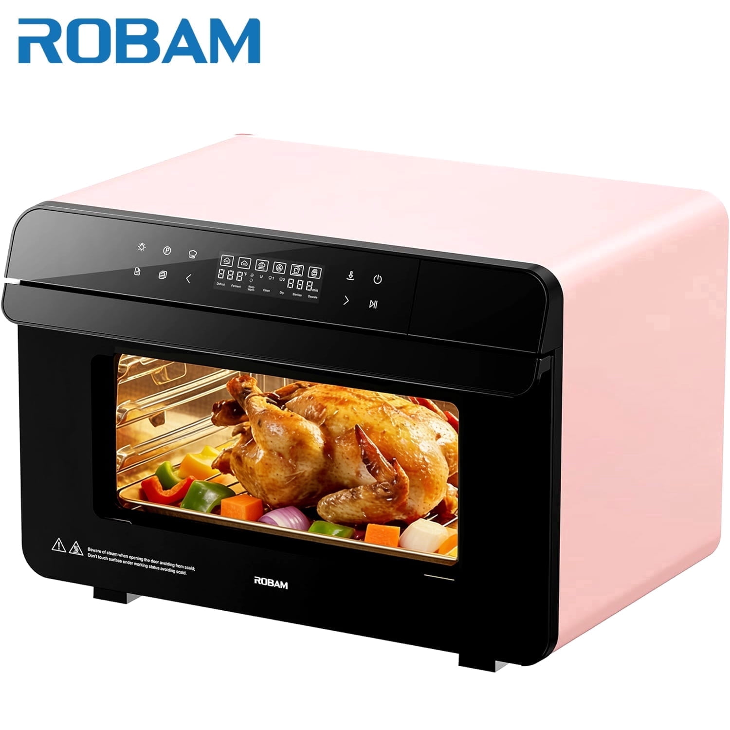 ROBAM R-BOX Combi Steam Oven, 23QT Countertop Steam Oven & Air Fryer Combo, 3 Steam Modes, Professional Steam-Bake, Air Fry, Dehydrate & Ferment, Rapid Heating & Self-Cleaning, Pink