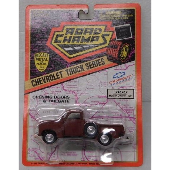 ROAD CHAMPS Chevrolet Truck Series Chevy 3100 1953 Pick-Up Red Primer 1:43 Scale Diecast