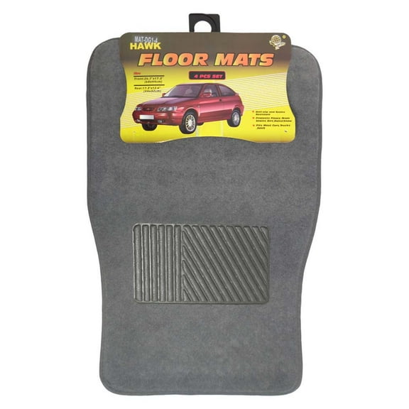 ROAD GENIE 4 Pc. Grey Auto Floor Mats | Anti-Slip Backs | Easy-Clean Footrest Panel | Universal Fit | Sizes 26.5" x 17" & 17" x 12.5" | Stain-Resistant | Luxe Fuzzy Fabric