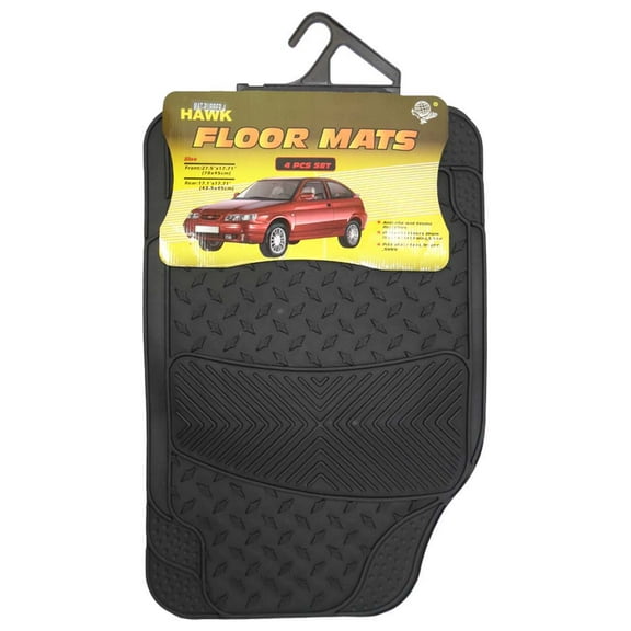 ROAD GENIE 4-Piece Durable Rubber Floor Mats | Universal Fit for Cars, Trucks, SUVs | Easy-to-Clean | Front 27.5" x 17.75" & Rear 17 x 17.75" | Textured Ridges for Trapping Dirt