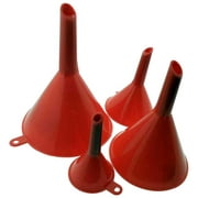ROAD GENIE 4-Piece Stacking Funnels | Ranging 3.75" (9.5 cm) to 6" (15.2 cm) | Vibrant Red | Durable Plastic | Multi-Use for Home & Auto
