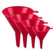 ROAD GENIE 4-Piece Stacking Funnels | Ranging 3.75 9.5 cm to 6 15.2 cm | Vibrant Red | Durable Plastic | Multi-Use for Home & Auto