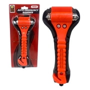 ROAD GENIE Emergency Escape Hammer Orange | Seat Belt Cutter + Window Breaker | Essential Safety Tool | 7-3/8" Tall | Secure Holder Included | Potential Lifesaver In Emergencies