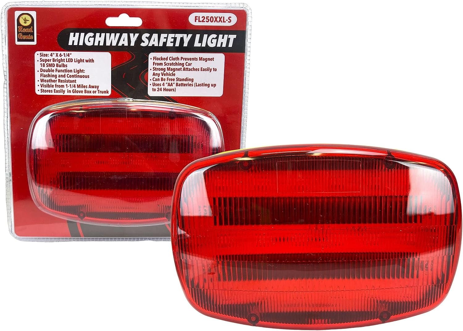 ROAD GENIE Red Highway Safety Lights LED with Back Light