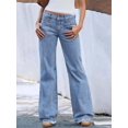 thumbnail image 1 of ROAD MARKINGS High-Waist Jeans, Light Blue Denim, Frayed Hem, Front Utility Pockets (US, Alpha, Small, Regular, Regular, Light Blue), 1 of 5