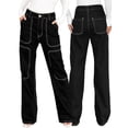 thumbnail image 1 of ROAD MARKINGS High Waist Wide Leg Jeans, Black Denim with Contrast Stitching, Utility Style (US, Alpha, Small, Regular, Regular, Black), 1 of 5