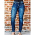 thumbnail image 1 of ROAD MARKINGS Women's Distressed Skinny Jeans, High Rise, Raw Hem, Medium Wash Denim (US, Alpha, Small, Regular, Regular, Blue), 1 of 5