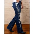 thumbnail image 1 of ROAD MARKINGS Women's Flare Jeans with Printing Side Design, Dark Blue Denim, Boot Cut (US, Alpha, Small, Regular, Regular, Dark Blue), 1 of 5