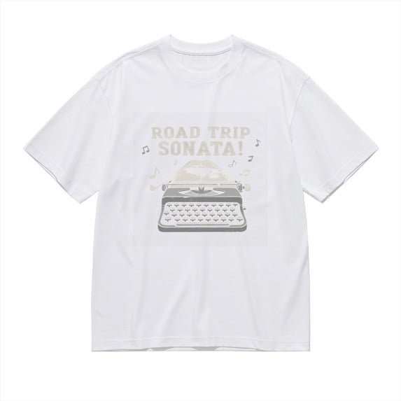 ROAD TRIP SONATA,Vintage Typewriter Road Print 1, Vintage T Shirt, Cotton T-Shirt for Men, 23666232,M