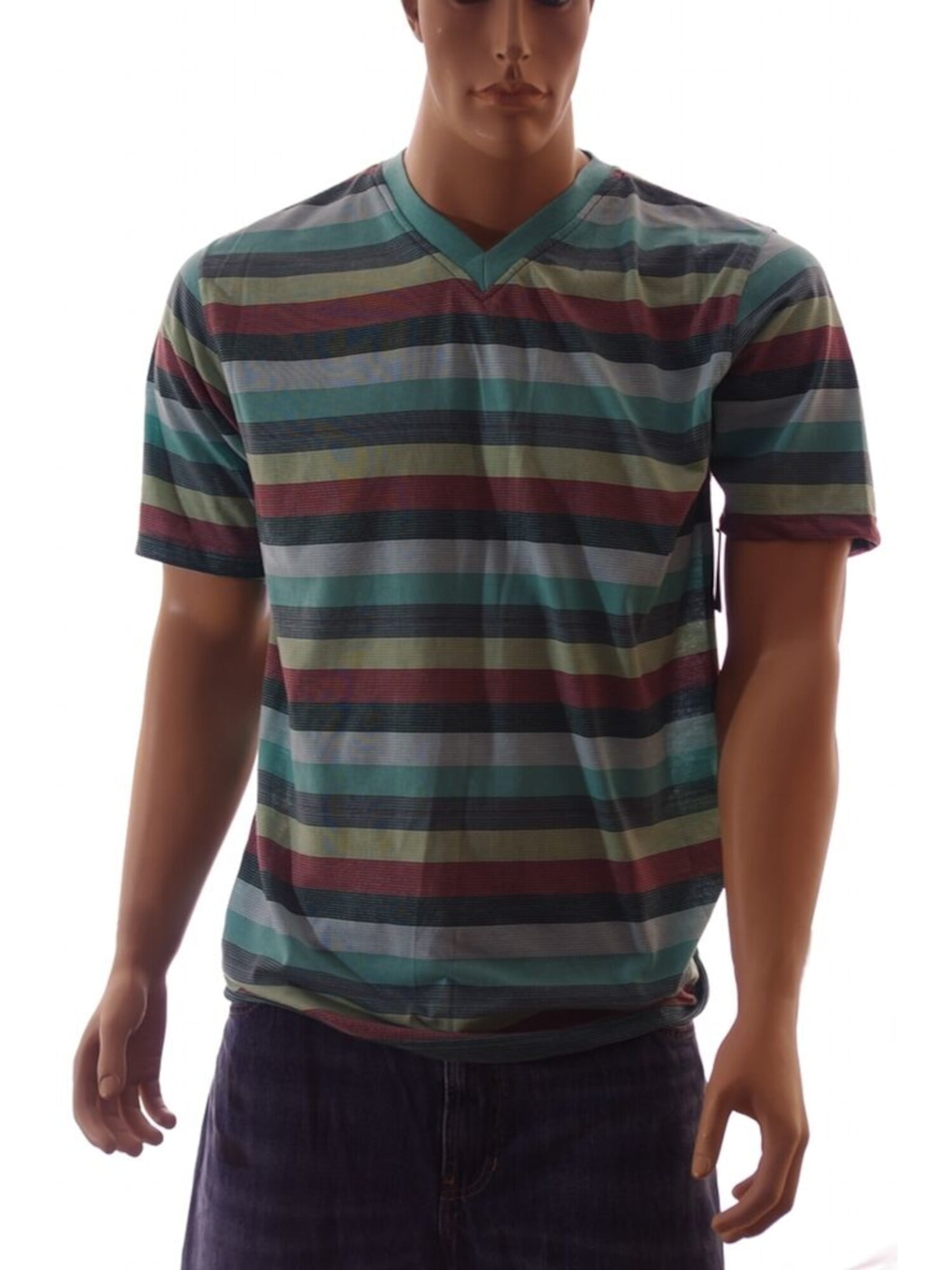 ROADBLOCK Mens Green Striped TShirt M