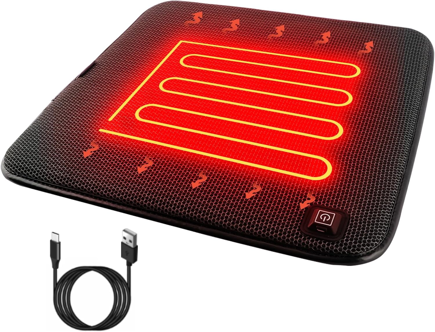 ROADDPMATE USB Heated Seat Cushion Heated Stadium Cushion Portable Heating Pad for Outdoor Sports, Camping, Fishing, Home, and Office with 3 Heat Settings