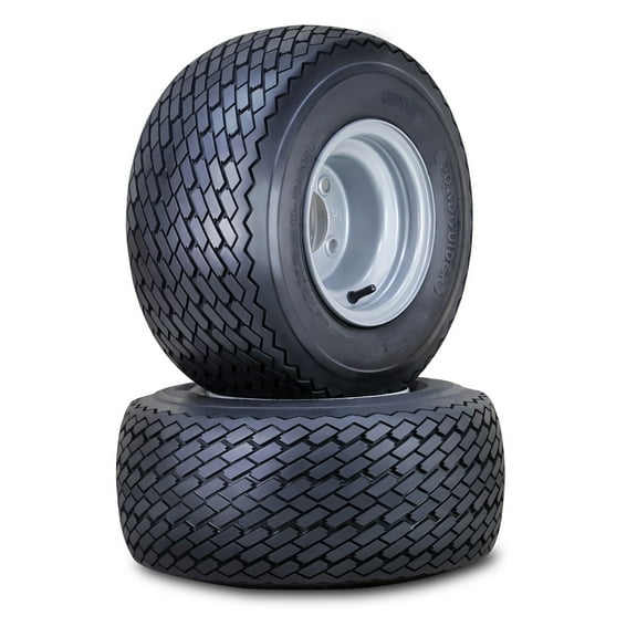 ROADGUIDER Golf Cart Tire Wheel Assembly 18X8.5-8 4-Ply /w 4 Lugs on 4" PCD Silver Rim Installed ,SET 2